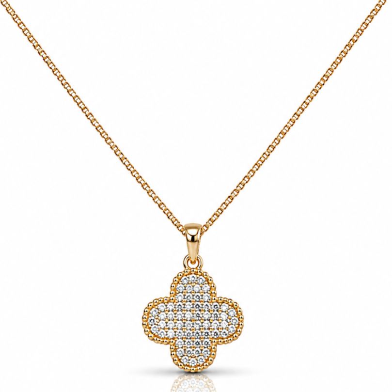 Pavé Clover Necklace Necklaces athenadesigns Gold Fill: NGCP48CLVR 