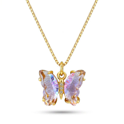 Glass Butterfly Pendant Necklace Lilac Necklaces athenadesigns NGCP5BFLLC 