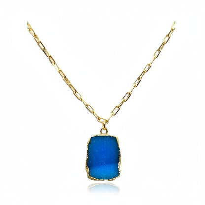 Blue Druzy Chain Necklace Necklaces athenadesigns NGCP749DZB 