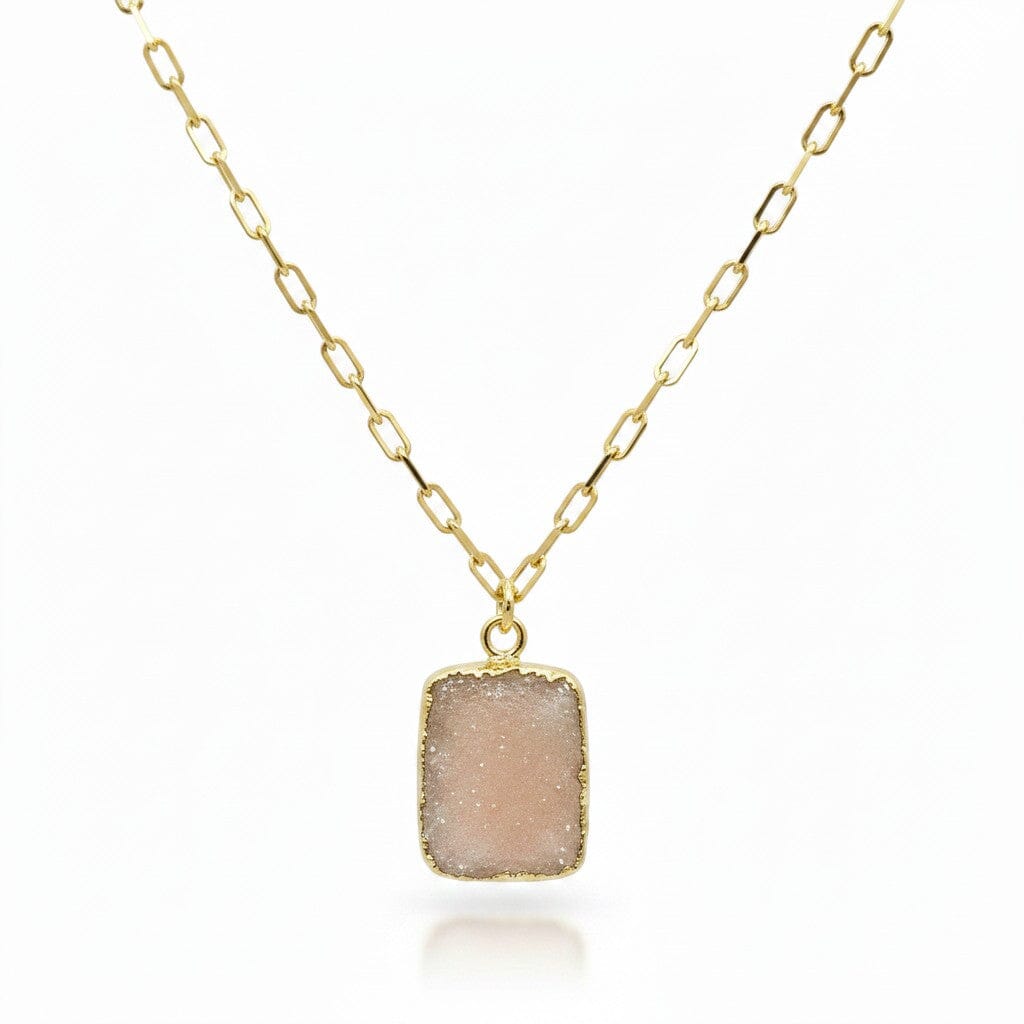 Pink Druzy Chain Necklace Necklaces athenadesigns NGCP749DZP 
