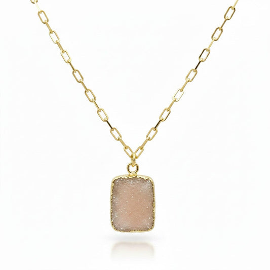 Pink Druzy Chain Necklace Necklaces athenadesigns NGCP749DZP 