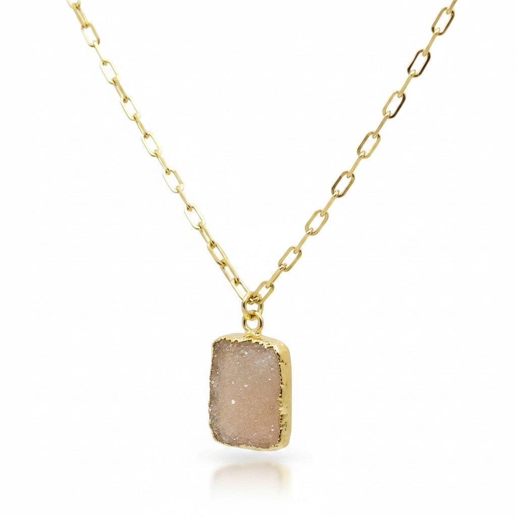 Pink Druzy Chain Necklace Necklaces athenadesigns 