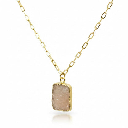 Pink Druzy Chain Necklace Necklaces athenadesigns 