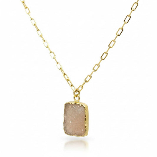 Pink Druzy Chain Necklace Necklaces athenadesigns 