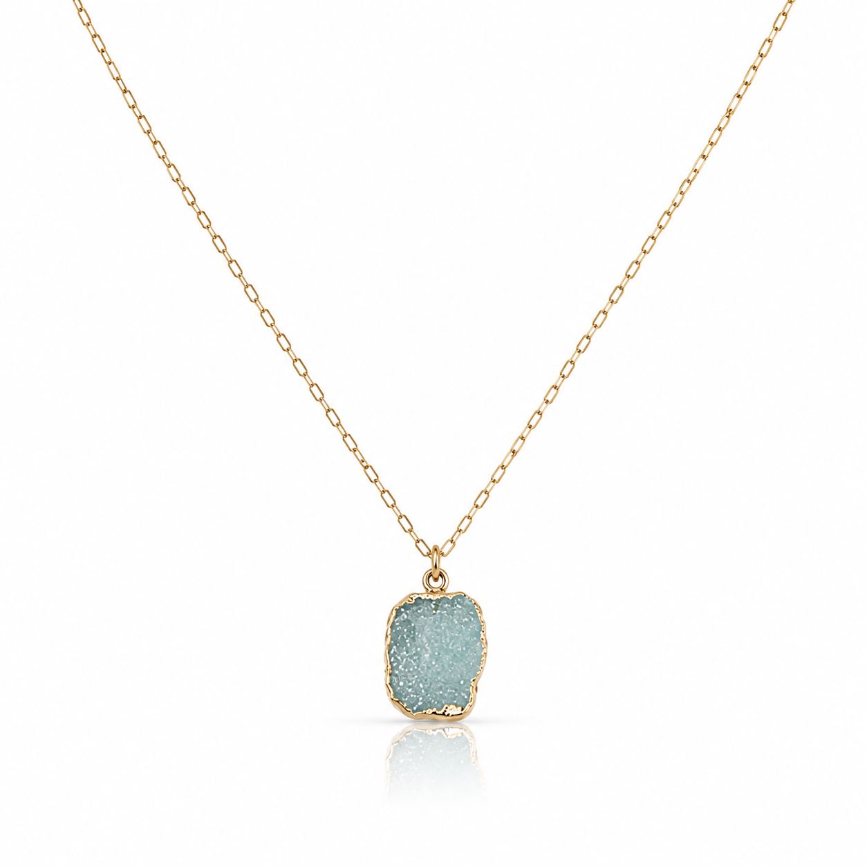 Aqua Druzy Chain Necklace Necklaces athenadesigns 