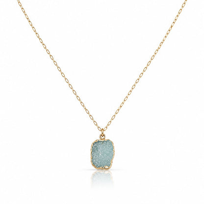 Aqua Druzy Chain Necklace Necklaces athenadesigns 
