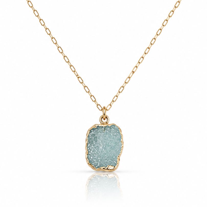 Aqua Druzy Chain Necklace Necklaces athenadesigns NGCP749DZQ 
