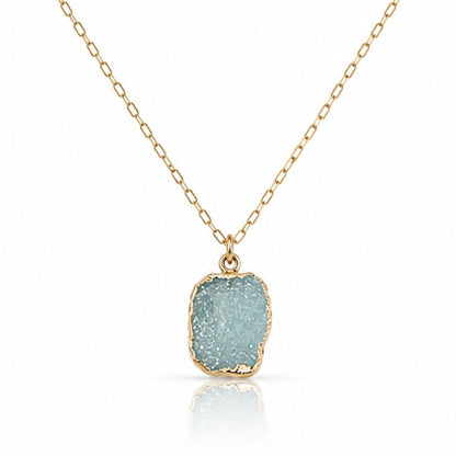 Aqua Druzy Chain Necklace Necklaces athenadesigns NGCP749DZQ 