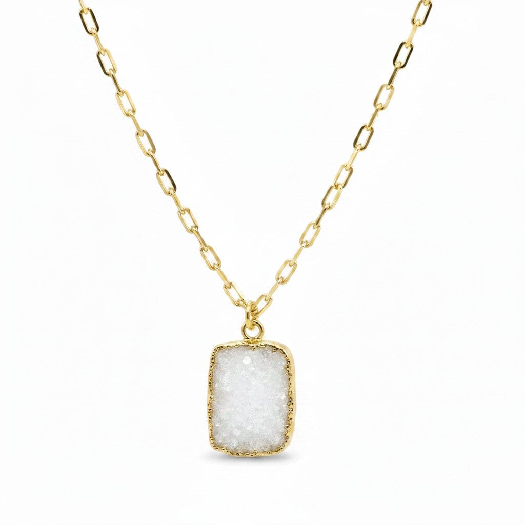 White Druzy Chain Necklace Necklaces athenadesigns NGCP749DZ 