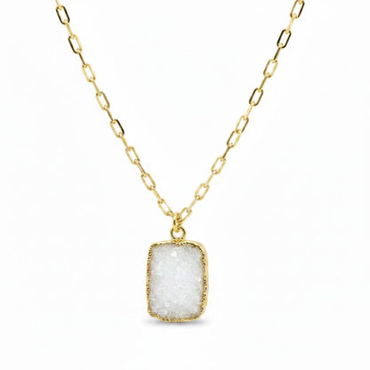 White Druzy Chain Necklace Necklaces athenadesigns NGCP749DZ 