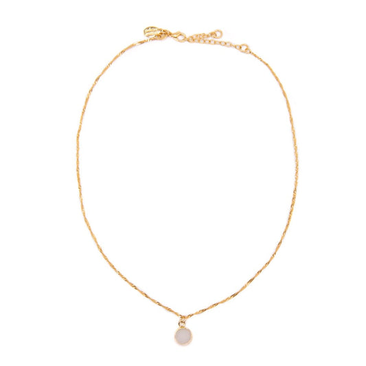 White Druzy Bezel Coin Necklace Necklaces athenadesigns NGCP750DZ Gold 