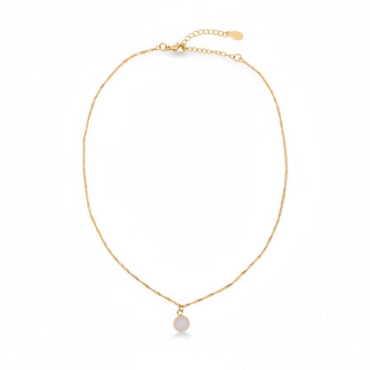 White Druzy Bezel Coin Necklace Necklaces athenadesigns NGCP750DZ Gold 