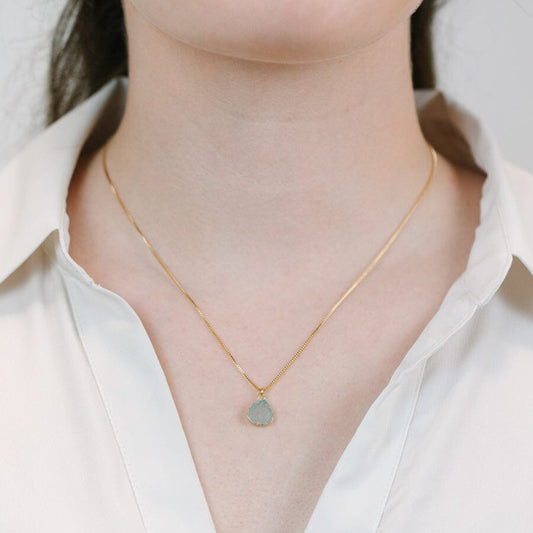 Aqua Druzy Bezel Heart Necklace Necklaces athenadesigns 