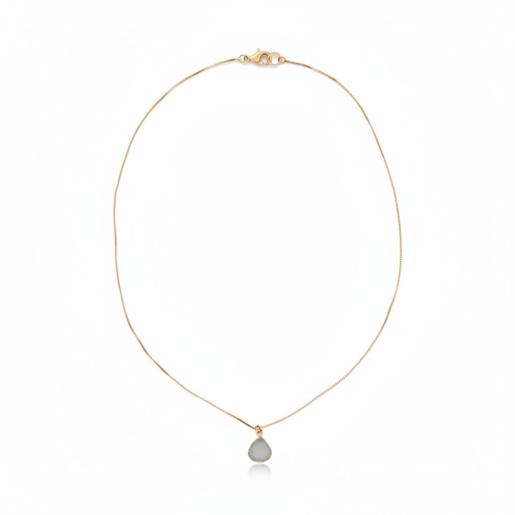 Aqua Druzy Bezel Heart Necklace Necklaces athenadesigns NGCP750DZQ Gold 