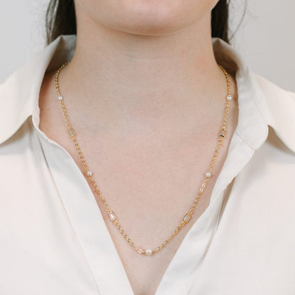 Pearl & CZ Necklace Necklaces athenadesigns 