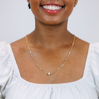 Pearl & CZ Necklace Necklaces athenadesigns 