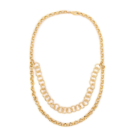 Double Chain Necklace Necklaces athenadesigns NGDL49 Gold 