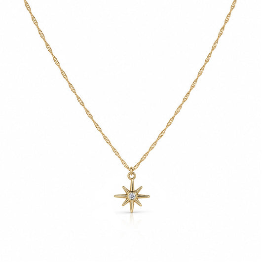 Dainty Winter Star Necklace Necklaces Beads NGF4191 Gold 
