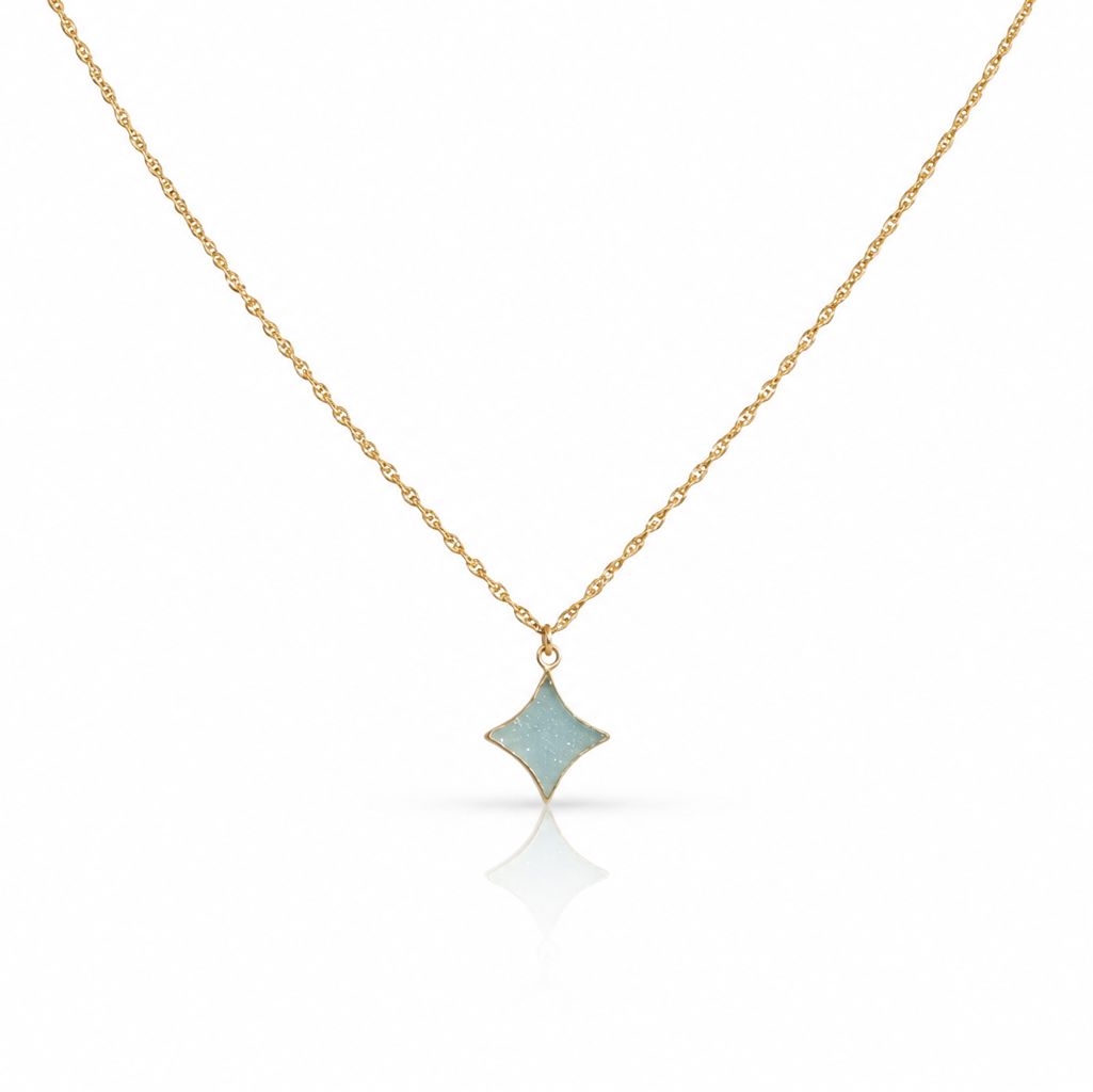 Etoile Druzy Necklace Necklaces Gems Ocean NGFC1297AQ Aquamarine 
