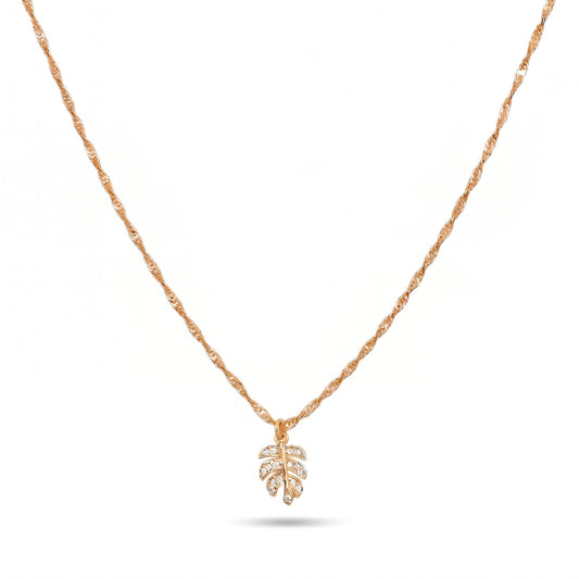 Lustre Leaf Necklace Necklaces Beads NGFL1205 Gold 