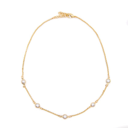 Bezel Pearl Necklace Necklaces athenadesigns NGP37 Gold 