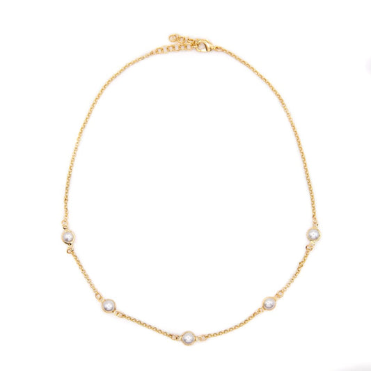 Bezel Pearl Necklace Necklaces athenadesigns NGP37 Gold 