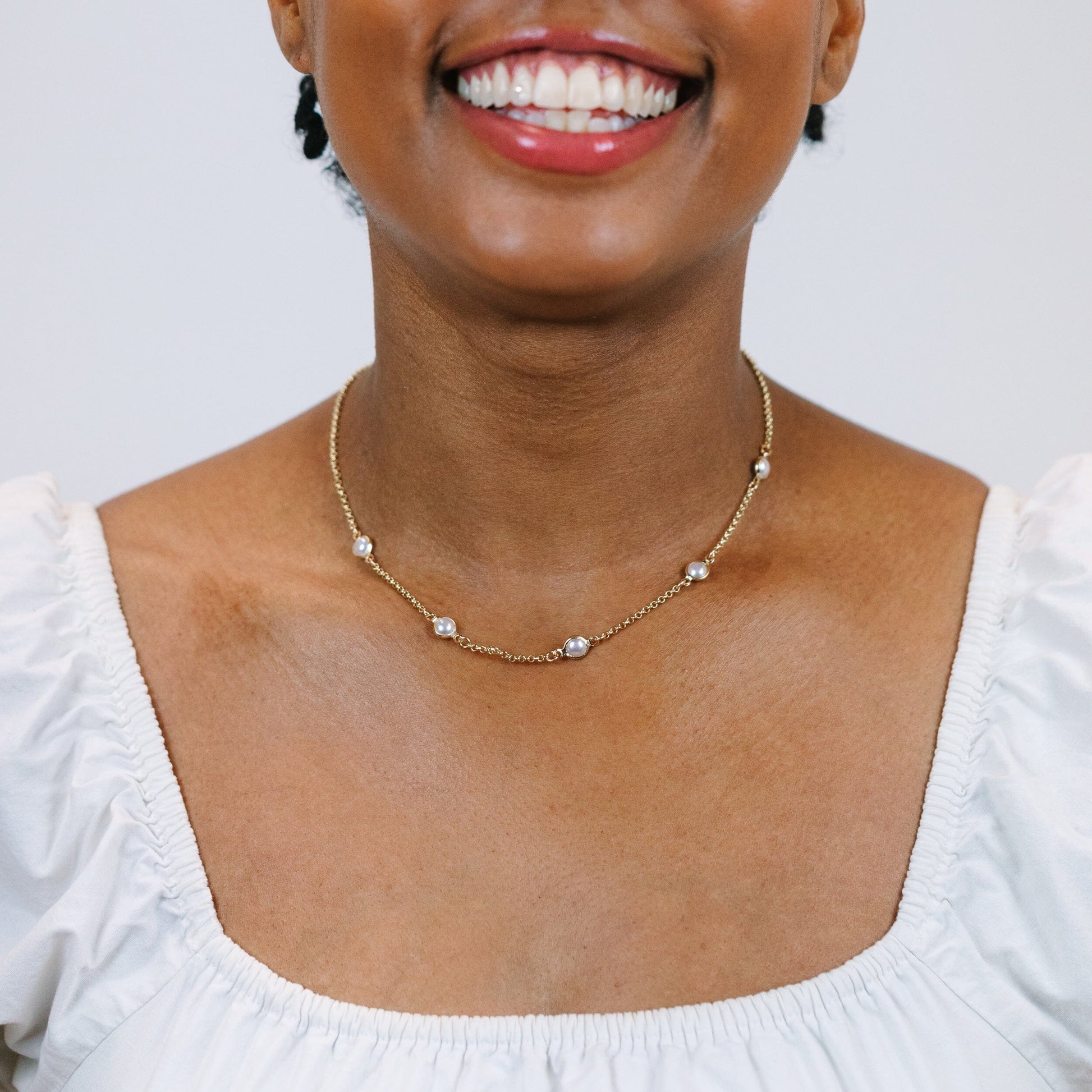 Bezel Pearl Necklace Necklaces athenadesigns 