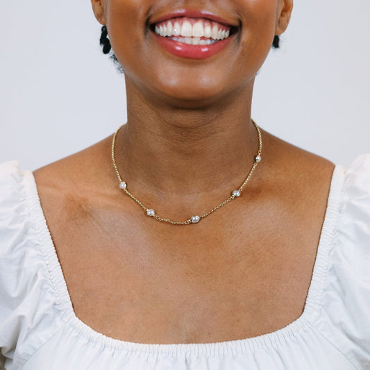 Bezel Pearl Necklace Necklaces athenadesigns 