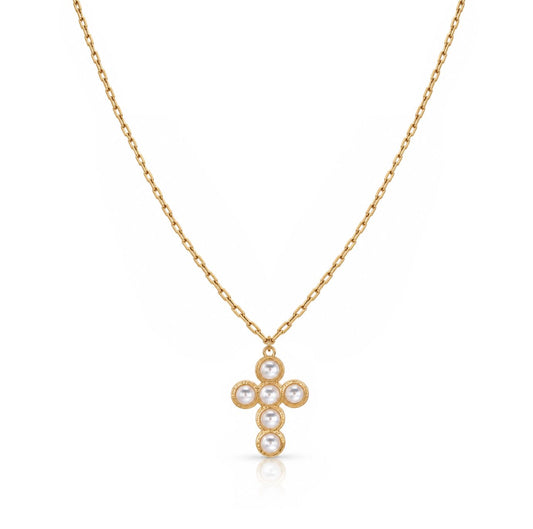 Pearl Cross Necklace Necklaces RM NGP4291 Pearl/Gold 