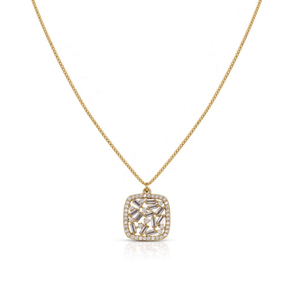 Vintage Square Necklace Necklaces Iishii NGP4585 Gold 