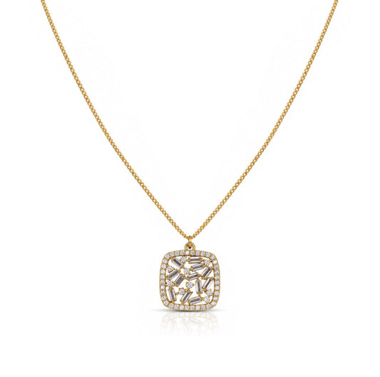 Vintage Square Necklace Necklaces Iishii NGP4585 Gold 