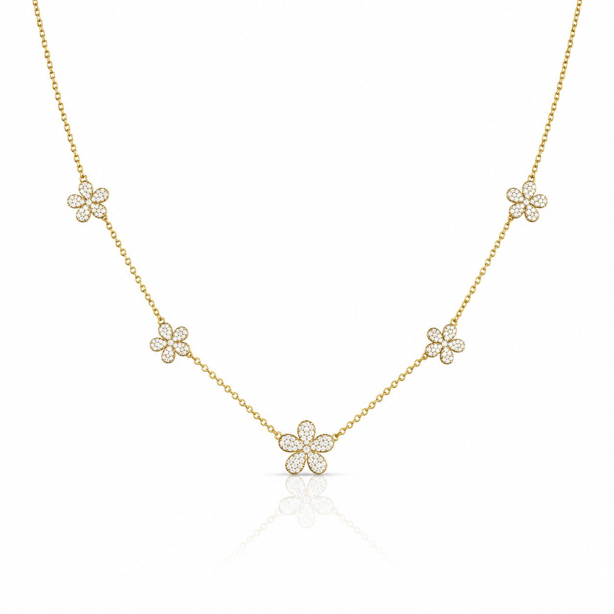 Cinq Fleurs Necklace Necklaces Iishii Designs NGP511 Gold 