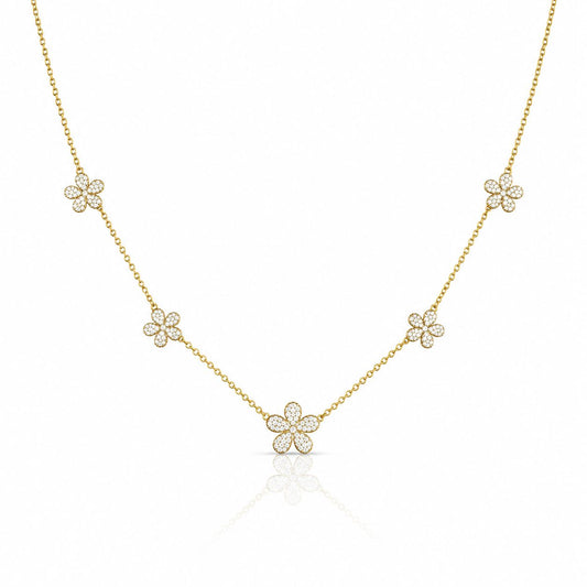 Cinq Fleurs Necklace Necklaces Iishii Designs NGP511 Gold 
