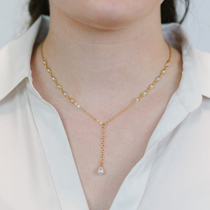 Pearl Lariat Necklace Necklaces athenadesigns 
