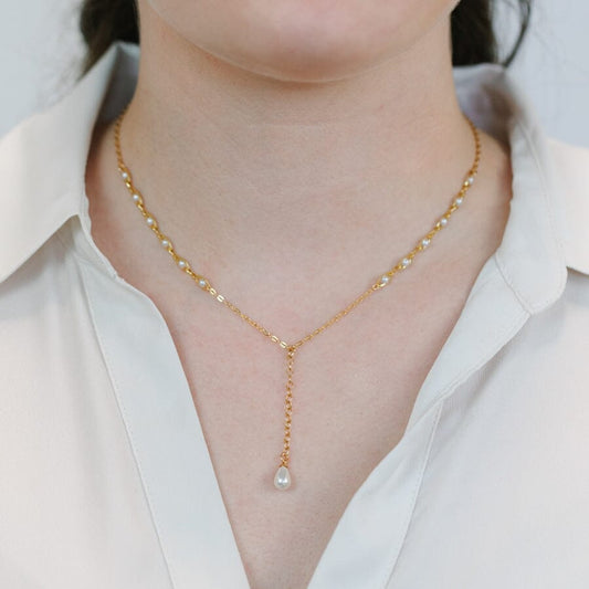 Pearl Lariat Necklace Necklaces athenadesigns 