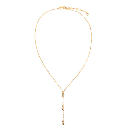 Triple Pearl Lariat Necklace Necklaces athenadesigns NGPD3 Gold 