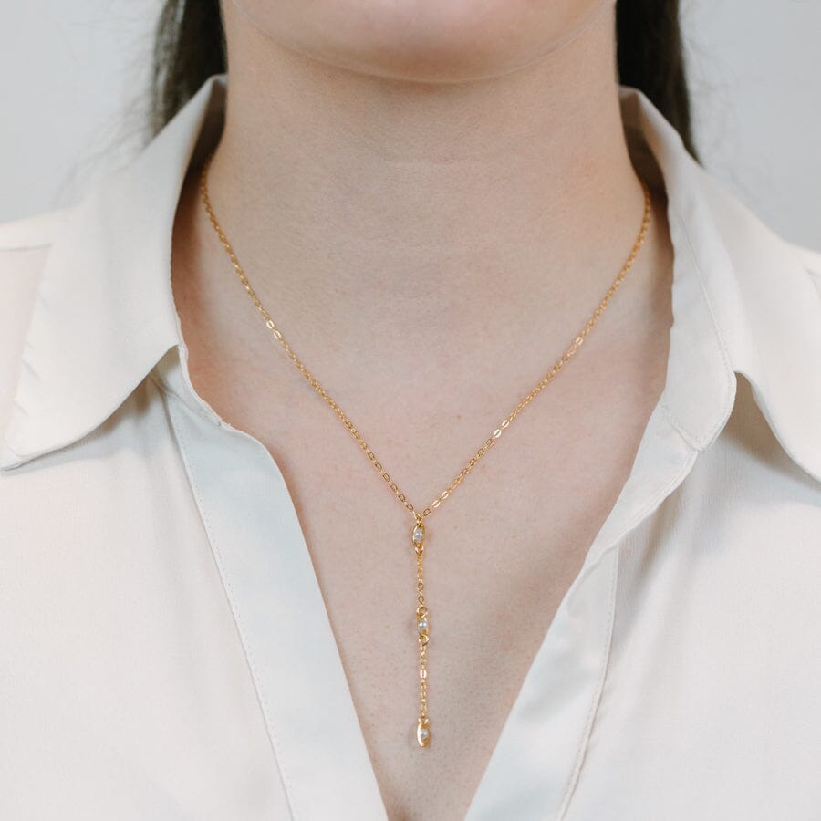 Triple Pearl Lariat Necklace Necklaces athenadesigns 