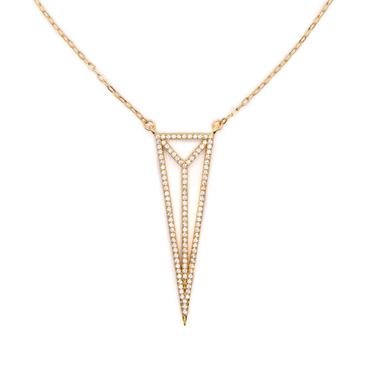 Pave V Necklace Necklaces Beads NGPV202 Gold 