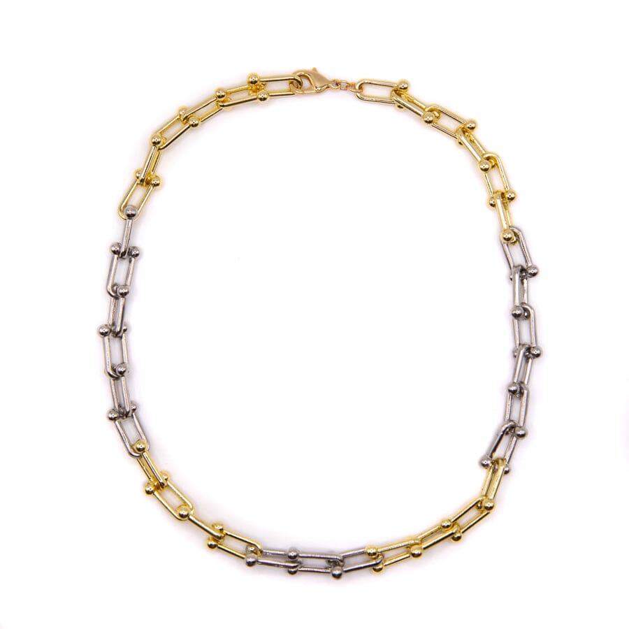 Thick U-Link Two Tone Chain Necklace Necklaces athenadesigns NGS402M Two Tone 