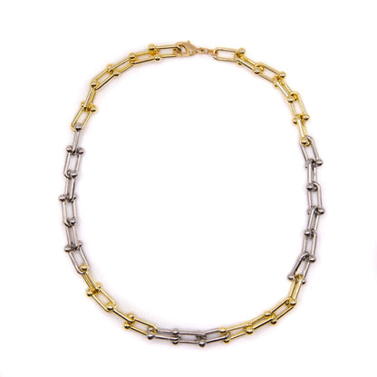 Thick U-Link Two Tone Chain Necklace Necklaces athenadesigns NGS402M Two Tone 