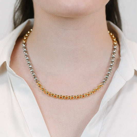 6mm Rolo Chain Two Tone Necklace Necklaces athenadesigns 