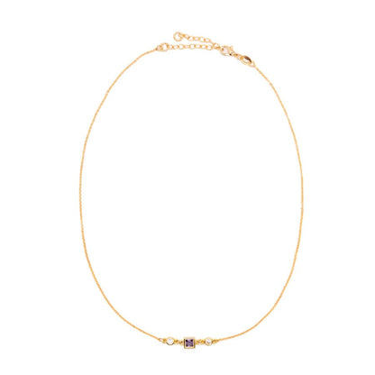 Square Bezel Birthstone Necklace - February Necklaces athenadesigns NGSB02AM Amethyst Purple 