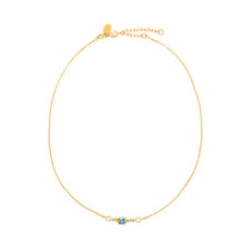 Load image into Gallery viewer, Square Bezel Birthstone Necklace - March Necklaces athenadesigns NGSB03AQ Aquamarine Blue 
