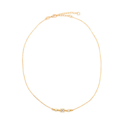 Square Bezel Birthstone Necklace - April Necklaces athenadesigns NGSB04CL Diamond Clear 