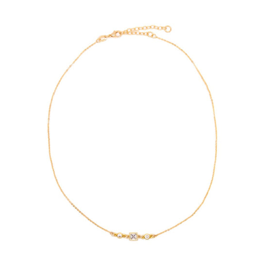 Square Bezel Birthstone Necklace - April Necklaces athenadesigns NGSB04CL Diamond Clear 