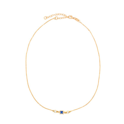 Square Bezel Birthstone Necklace - September Necklaces athenadesigns NGSB09SP Sapphire Blue 