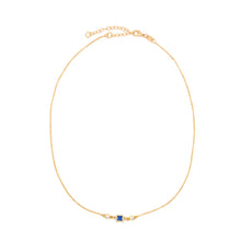 Load image into Gallery viewer, Square Bezel Birthstone Necklace - September Necklaces athenadesigns NGSB09SP Sapphire Blue 
