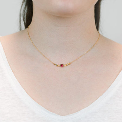 Square Bezel Birthstone Necklace - October Necklaces athenadesigns 