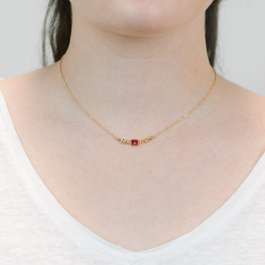 Square Bezel Birthstone Necklace - October Necklaces athenadesigns 