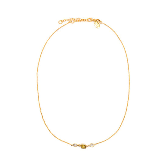 Square Bezel Birthstone Necklace - November Necklaces athenadesigns NGSB11CT Citrine Yellow 